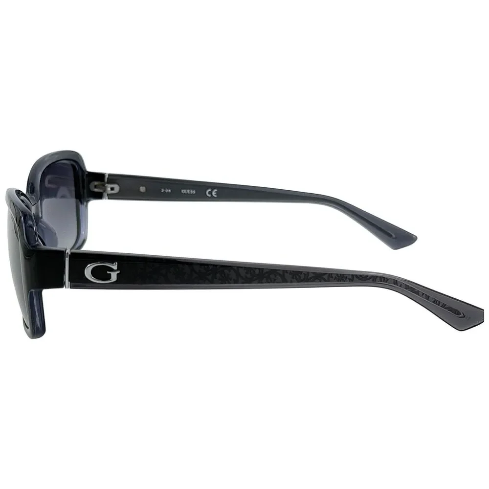 Guess GU7474 Womens Plastic Sunglass 01B Shiny Black 56-18 Gray Gradient w Case